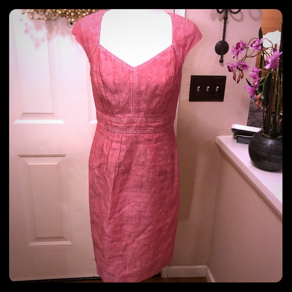 Red Kay Unger New York Fitted Midi Style Dress